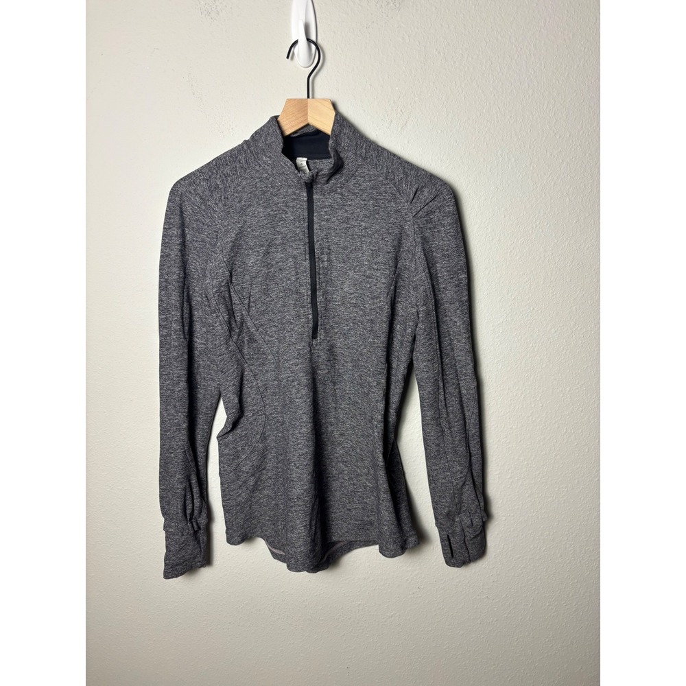 Lululemon Extra Mile 1/2 Zip Reflective Heathered Black Running Top Size 10